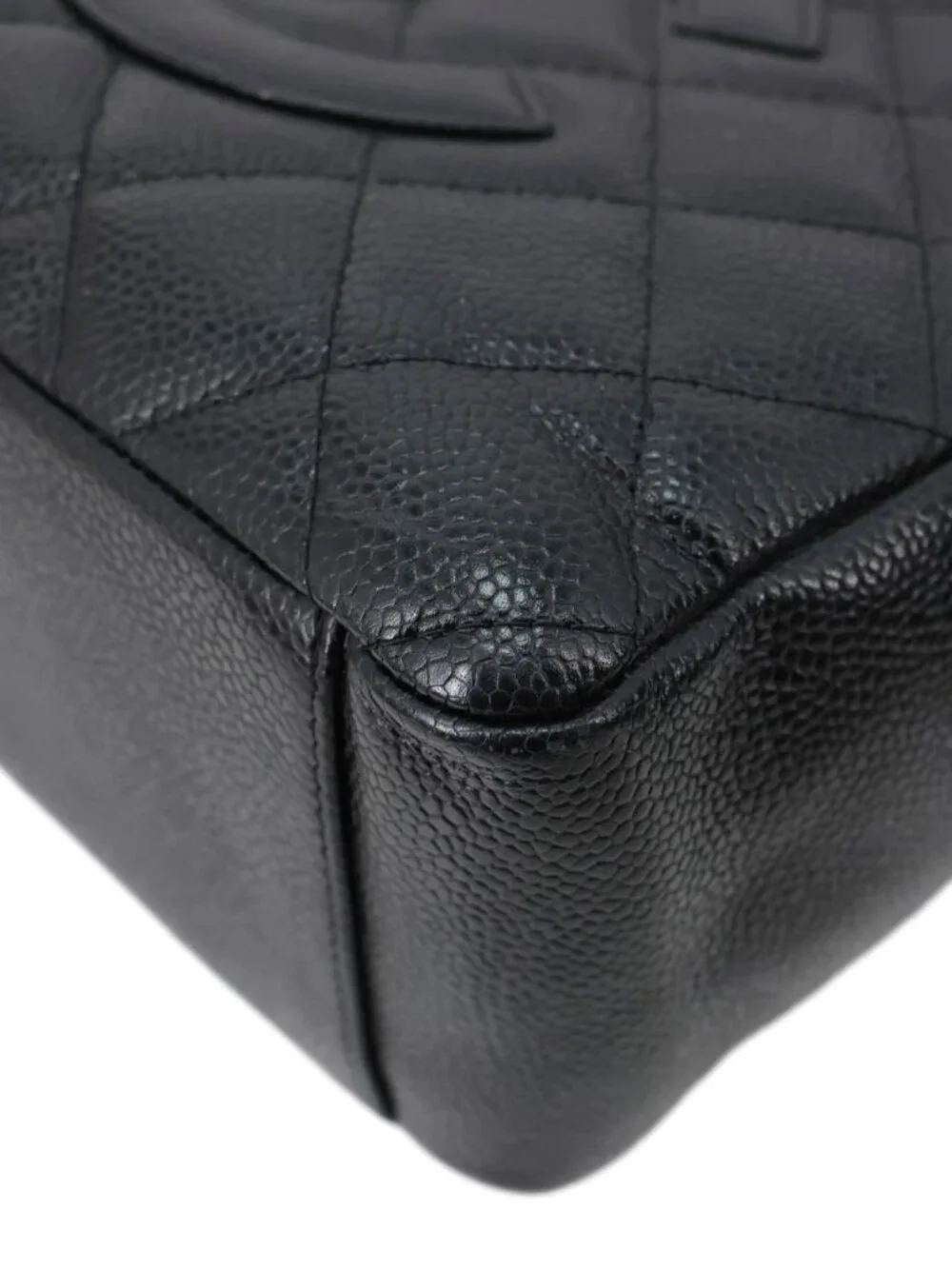 Chanel PST Petite Quilted Caviar Leather Shopping Tote Black